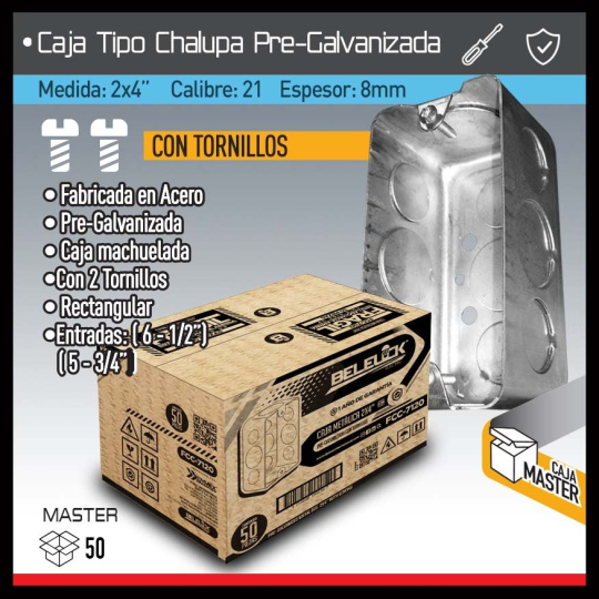 CAJA CHALUPA 2X4" PRE-GALVANIZADA