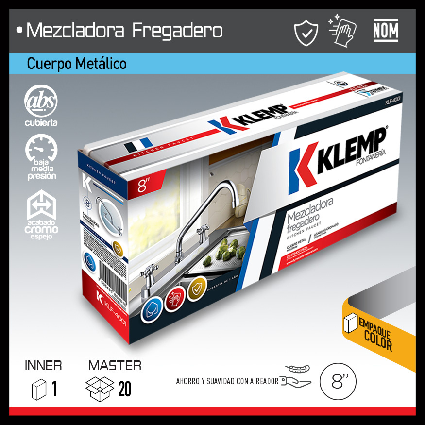 MEZCLADORA FREGADERO 8"