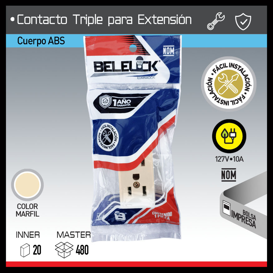 CONTACTO TRIPLE PARA EXTENSIÓN