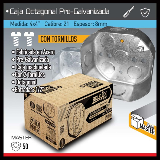 CAJA OCTAGONAL 4X4 PRE-GALVANIZADA