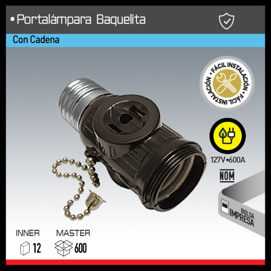 PORTALÁMPARA BAQUELITA CON CADENA