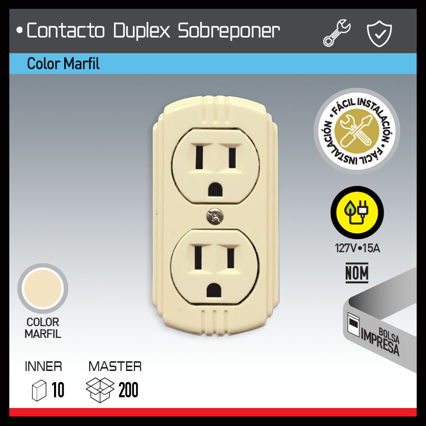 CONTACTO DUPLEX SOBREPONER