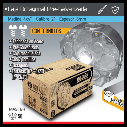 CAJA OCTAGONAL 4X4" PRE-GALVANIZADA