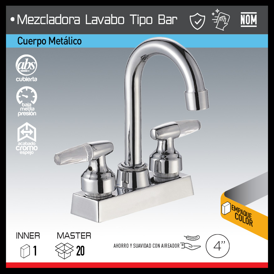 MEZCLADORA LAVABO 4"