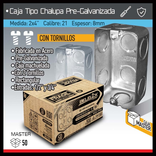 CAJA CHALUPA 2X4 PRE-GALVANIZADA